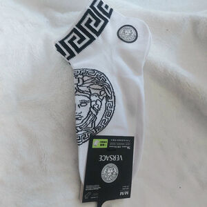 Elegant White ankle socks with Black detail. Women size 7-9.5